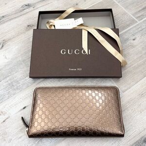 Gucci Bronze Shine Leather Organizer Wallet